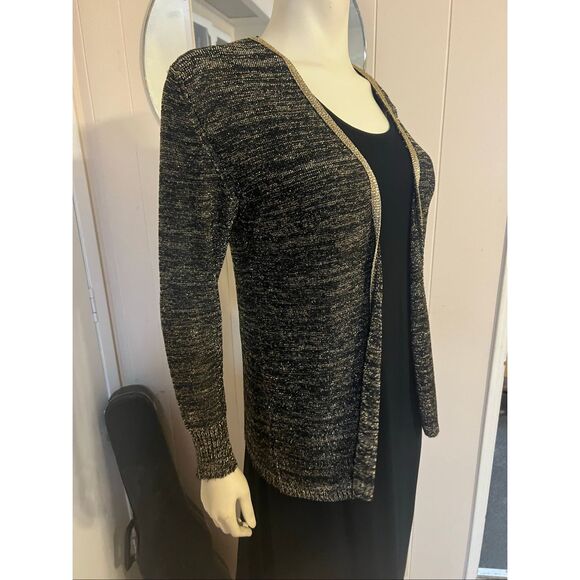 RARE Vintage’70 Errulat Modelle Germany black and gold vintage open Cardi S - Picture 2 of 6